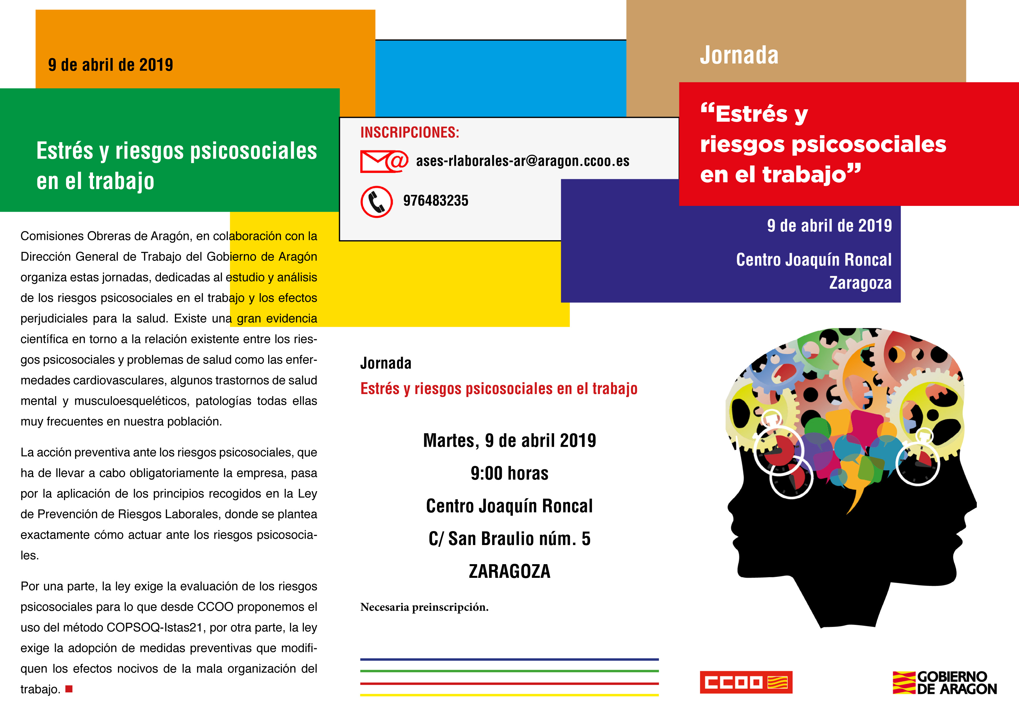 Jornada sobre Estrés y Riesgos Psicosociales en el trabajo. 09 de Abril 2019